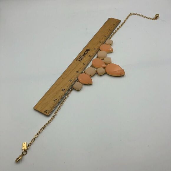 Kate Spade Chunky Statement Necklace Peach and Cream Gold Tone Link Chain - Picture 11 of 11